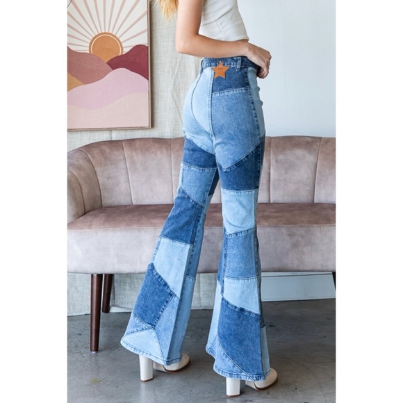 Oli & Hali Washed Patchwork Denim Flares - Picture 10 of 11